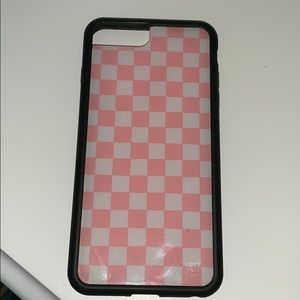IPhone 6+,7+,8+ Pink Checkered Wildflower Case